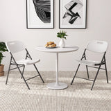4 Pack Folding Stackable Chairs with Metal Frame and Carrying Handle-White
