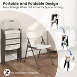 4 Pack Folding Stackable Chairs with Metal Frame and Carrying Handle-White