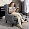 HOMCOM Teddy Fleece Retro Wingback Chair - Grey