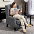 HOMCOM Teddy Fleece Retro Wingback Chair - Grey