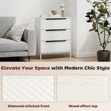 HOMCOM Chest of Drawers, Dresser with 3 Fabric Drawers and Aluminium Handles - White