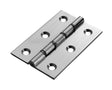 76 X 50 X 2MM DOUBLE STEEL WASHERED BUTT HINGE C/W SCREWS (PAIR) - POLISHED CHROME - PAIR