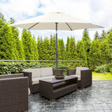 Outsunny2.6M Garden Parasol Umbrella with Tilt and Crank, Outdoor Sun Parasol Sunshade Shelter with Aluminium Frame, Cream White