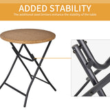 Outsunny 2 Seater Foldable Rattan Wicker Bistro Set, Coffee Table and Chairs, Natural