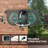 Outsunny Retractable Hose Reel Wall Mounted, 30+2m Garden Hose Pipe Reel with Lock, Auto Rewind, 7 in 1 Spray Nozzle, Includes Wall Fixings, 180 Swivel, Outdoor Watering, 59 x 23 x 42 cm, Green