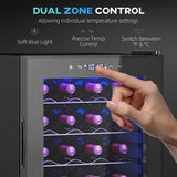 HOMCOM 32 Bottle Dual Zone 5-18C Wine Fridge - Black