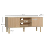 HOMCOM Sliding Door TV Cabinet Stand - Oak Wood-Effect