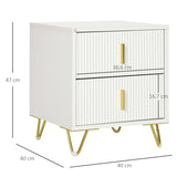 HOMCOM Elegant Chest of Two Drawers - White/Gold-Tone