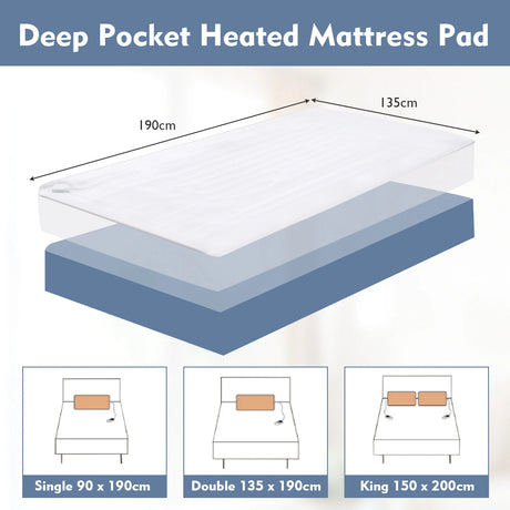 Heated Mattress Pad with 8 Temp Settings and Timing Function-M