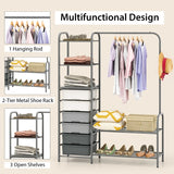 Free Standing Closet Organizer with Removable Drawers and Shelves-Gray
