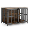 Heavy-duty Dog Crate Furniture with Dual Lockable Double Doors-Rustic Brown