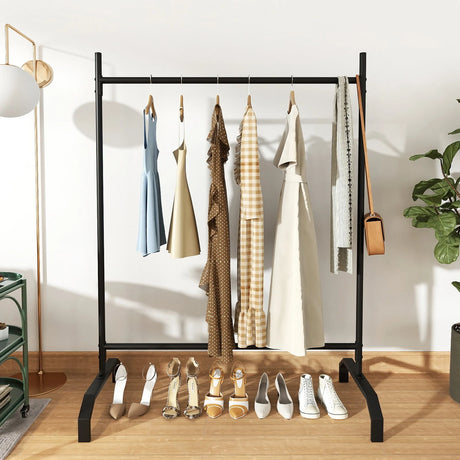 Heavy-Duty Metal Clothes Rack for Display and Storage-Black