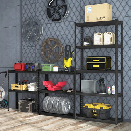 5-Tier Metal Shelving Unit with Anti-slip Foot Pad Height Adjustable Shelves for Garage-S