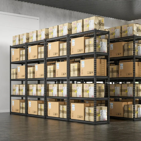 5-Tier Metal Shelving Unit with Anti-slip Foot Pad Height Adjustable Shelves for Garage-M