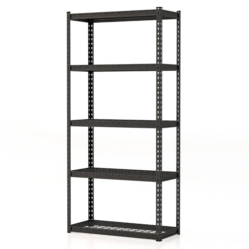 5-Tier Metal Shelving Unit with Anti-slip Foot Pad Height Adjustable Shelves for Garage-M
