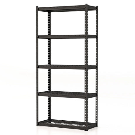 5-Tier Metal Shelving Unit with Anti-slip Foot Pad Height Adjustable Shelves for Garage-M