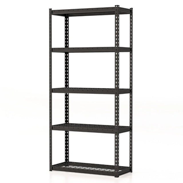5-Tier Metal Shelving Unit with Anti-slip Foot Pad Height Adjustable Shelves for Garage-M