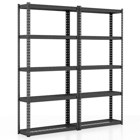 5-Tier Metal Shelving Unit with Anti-slip Foot Pad Height Adjustable Shelves for Garage-S