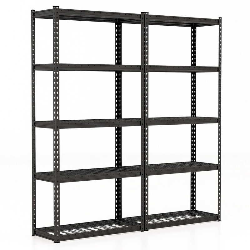 5-Tier Metal Shelving Unit with Anti-slip Foot Pad Height Adjustable Shelves for Garage-M