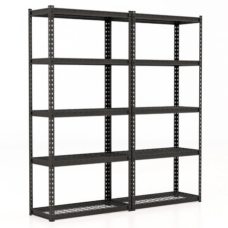 5-Tier Metal Shelving Unit with Anti-slip Foot Pad Height Adjustable Shelves for Garage-M