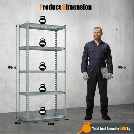 Heavy Duty Wire Storage Racks with Anti-slip Foot Pad for Warehouse Kitchen-Grey