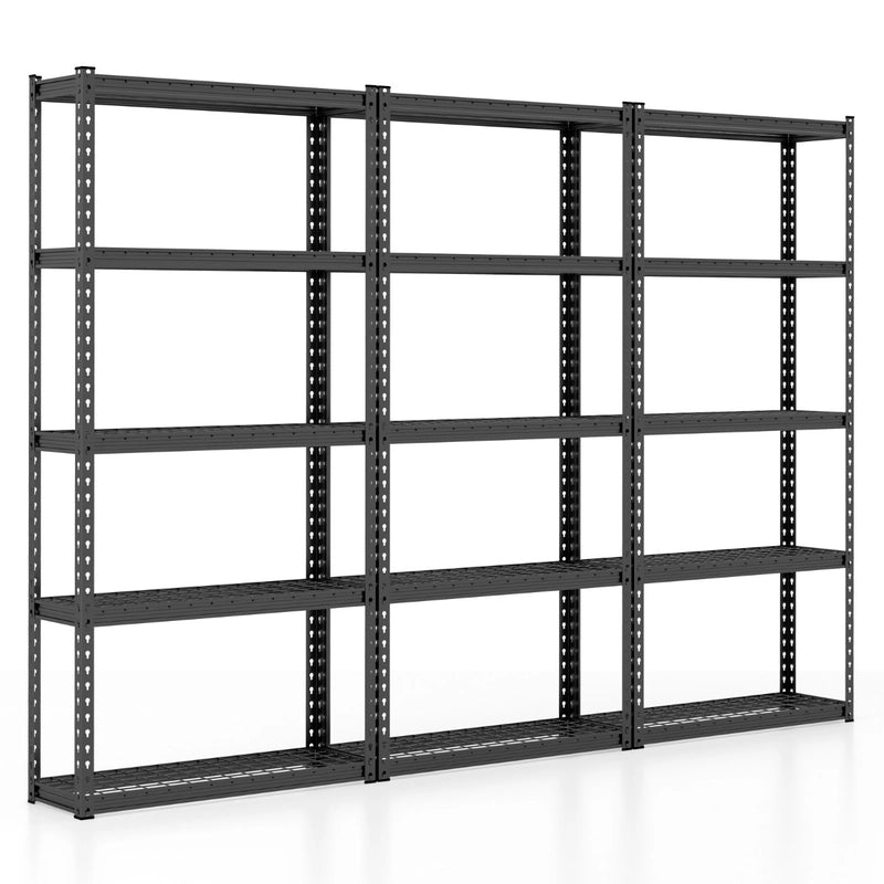 5-Tier Metal Shelving Unit with Anti-slip Foot Pad Height Adjustable Shelves for Garage-S