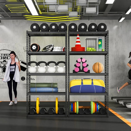 5-Tier Metal Shelving Unit with Anti-slip Foot Pad Height Adjustable Shelves for Garage-M