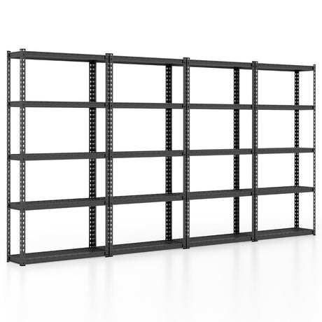 5-Tier Metal Shelving Unit with Anti-slip Foot Pad Height Adjustable Shelves for Garage-S