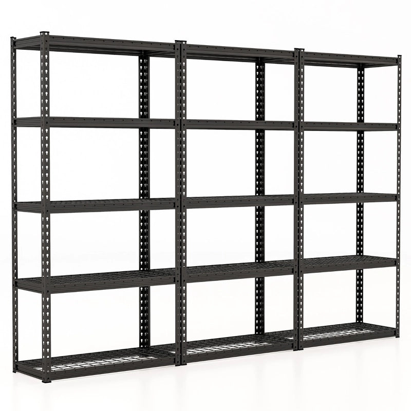 5-Tier Metal Shelving Unit with Anti-slip Foot Pad Height Adjustable Shelves for Garage-M