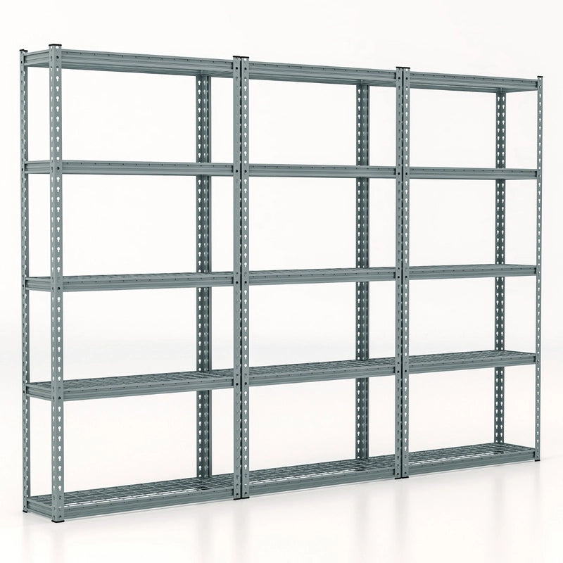 5-Tier Metal Shelving Unit with Anti-slip Foot Pad for Warehouse Kitchen-Grey