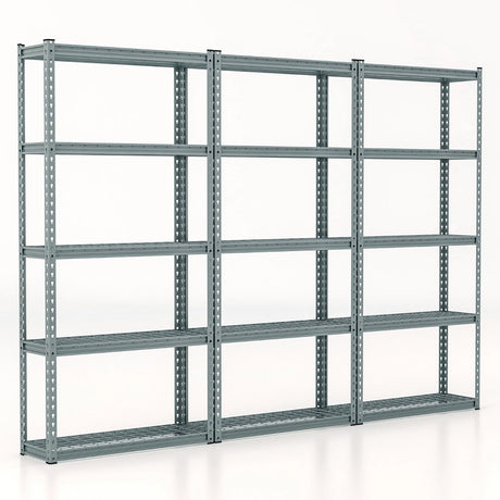 5-Tier Metal Shelving Unit with Anti-slip Foot Pad for Warehouse Kitchen-Grey