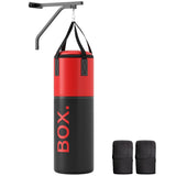 SPORTNOW Unfilled Punching Bag Set with Boxing Bag Bracket, Boxing Gloves, Hand Wraps and 360° Swivel Hook