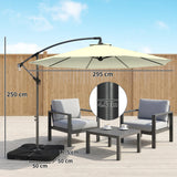 Outsunny 3m Overhanging Parasol, with Base, Weights and Cover - Beige