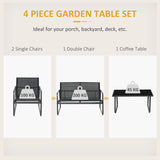 Outsunny Four-Piece Minimalistic Garden Sofa Set - Black