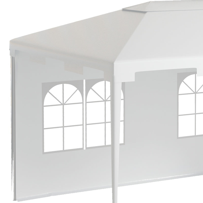 Outsunny 3 x 4 m Garden Gazebo Shelter Marquee Party Tent with 2 Sidewalls for Patio Yard Outdoor - White