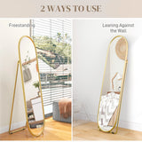 HOMCOM Two-Way Curved Full Length Mirror - Gold Tone