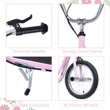 HOMCOM Stunt Scooter, Kids Scooter with 16" Big Wheels, Adjustable Height, Dual Brakes, for Ages 5+ Years, Pink