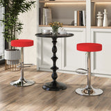Height-adjustable Bar Stool Set of 2 with Footrest-Red
