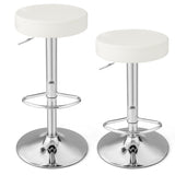 Height-adjustable Bar Stool Set of 2 with Footrest-White