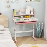 Height Adjustable Kids Study Desk with Tilt Desktop-Pink