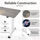 Height Adjustable Home Office Computer Desk with Headphone Hook-Grey