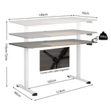 Height Adjustable Home Office Computer Desk with Headphone Hook-Grey