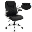 Modern Height Adjustable PU Leather Office Chair with Rocking Function-Black