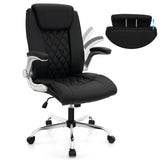 Modern Height Adjustable PU Leather Office Chair with Rocking Function-Black