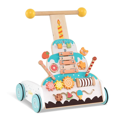 3-Level Height Adjustable Montessori Wooden Baby Walker for 1+ Years Old-White