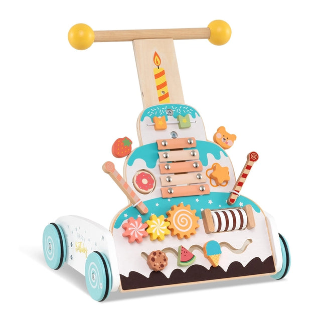 3-Level Height Adjustable Montessori Wooden Baby Walker for 1+ Years Old-White