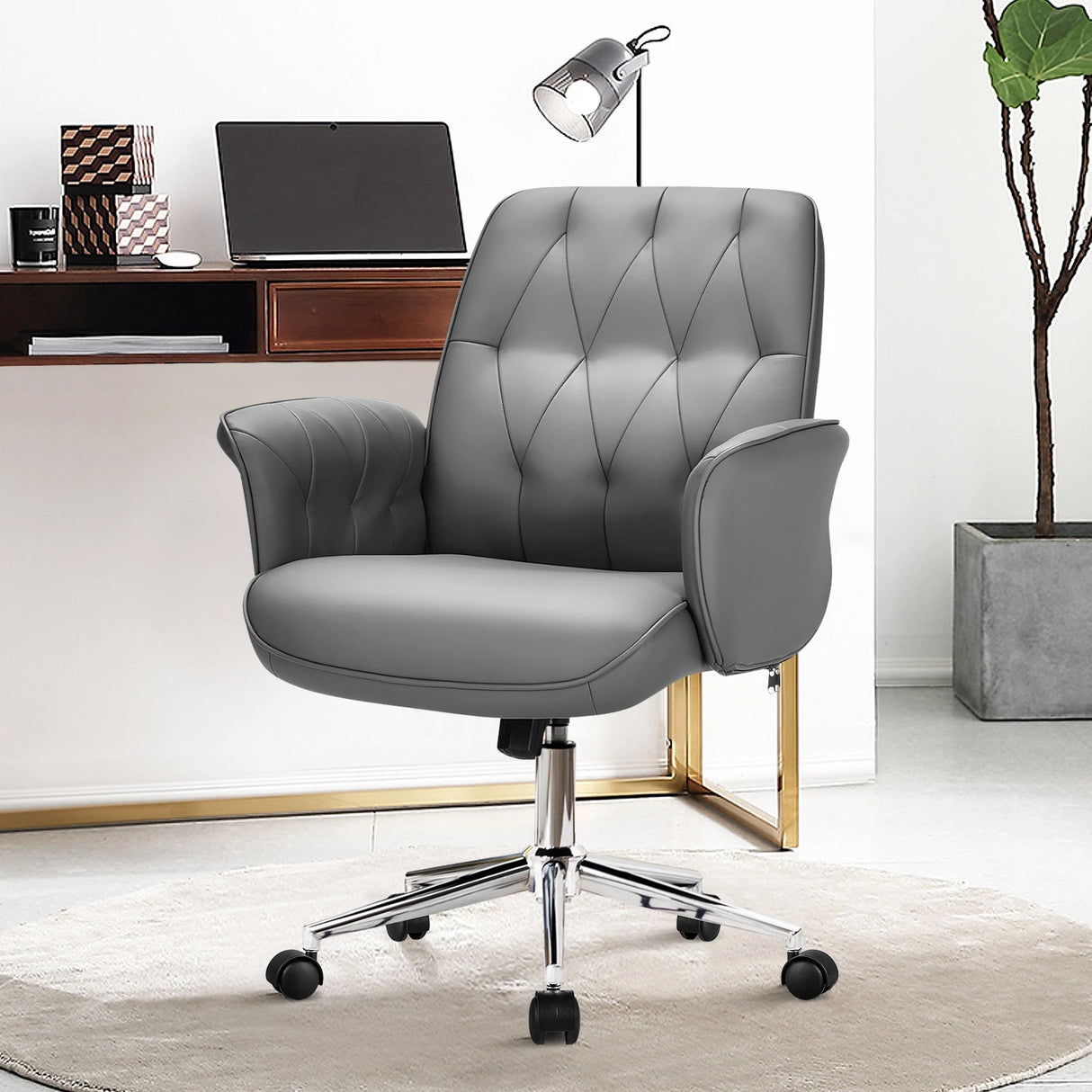 Modern Ergonomic Leisure Chair with Padded Armrests
