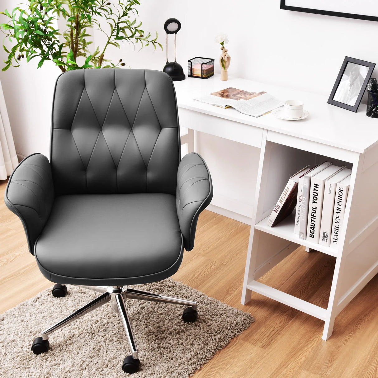 Modern Ergonomic Leisure Chair with Padded Armrests