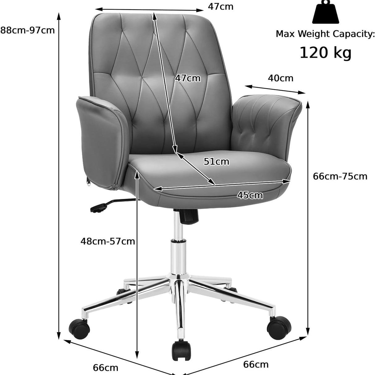 Modern Ergonomic Leisure Chair with Padded Armrests