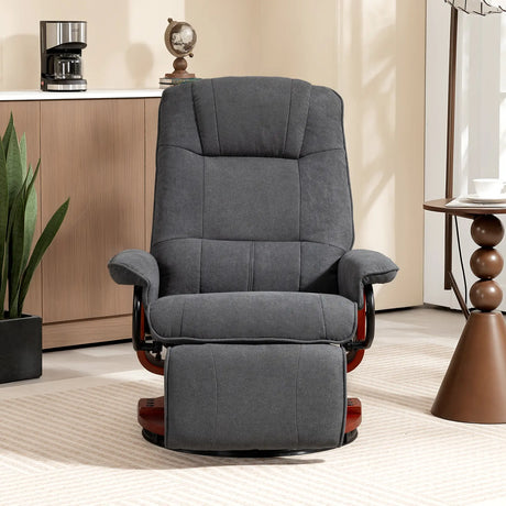 HOMCOM Reclining Swivel Chair, with Footrest - Grey